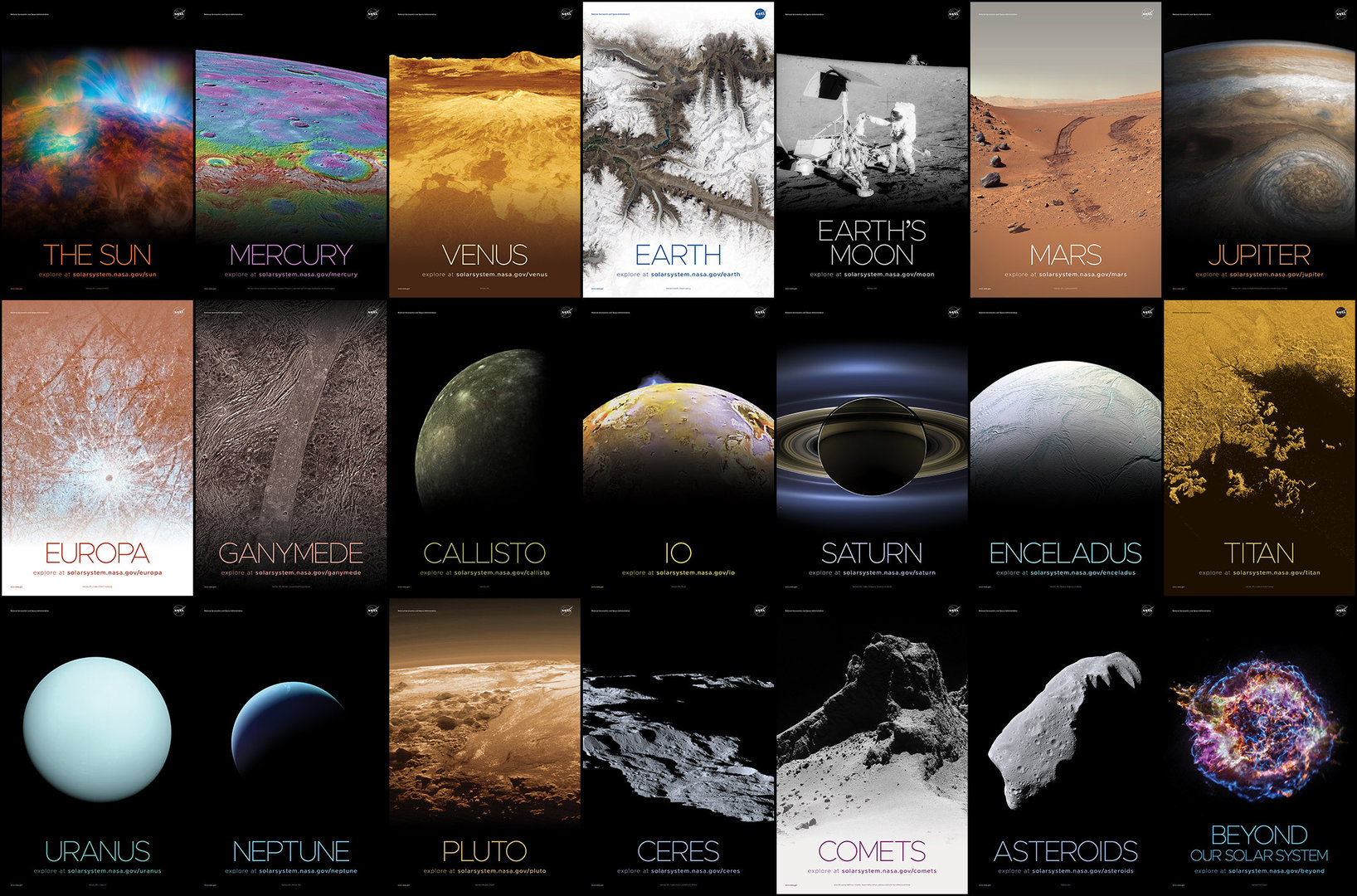 PACK 72 Posters A4 sobre el Sistema Solar (NASA)